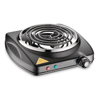 MASTER Chef Single Burner Hot Plate, Black, 1000W Front_Three_Fourths_Angled_Right
