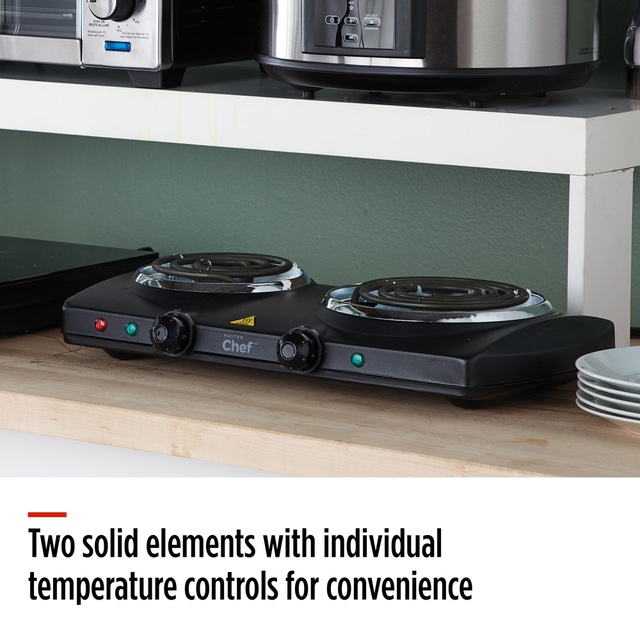 MASTER Chef Double Burner Hot Plate, Black, 1500W Canadian Tire