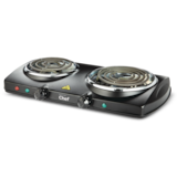 MASTER Chef Double Burner Hot Plate, Black, 1500W Front_Three_Fourths_Angled_Left