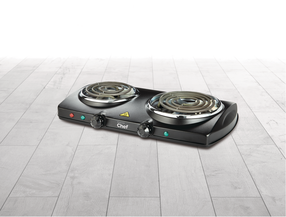 MASTER Chef Double Burner Hot Plate, Black, 1500W Canadian Tire