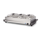 MASTER Chef 3-Tier Buffet Server/Food Warmer w/ Warming Tray, Stainless Steel, 300W Front_Three_Fourths_Angled_Left