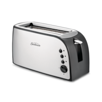Sunbeam Designer Long Slots Toaster w/ 7 Settings, Stainless Steel, Black, 4-Slices Front_Three_Fourths_Angled_Right