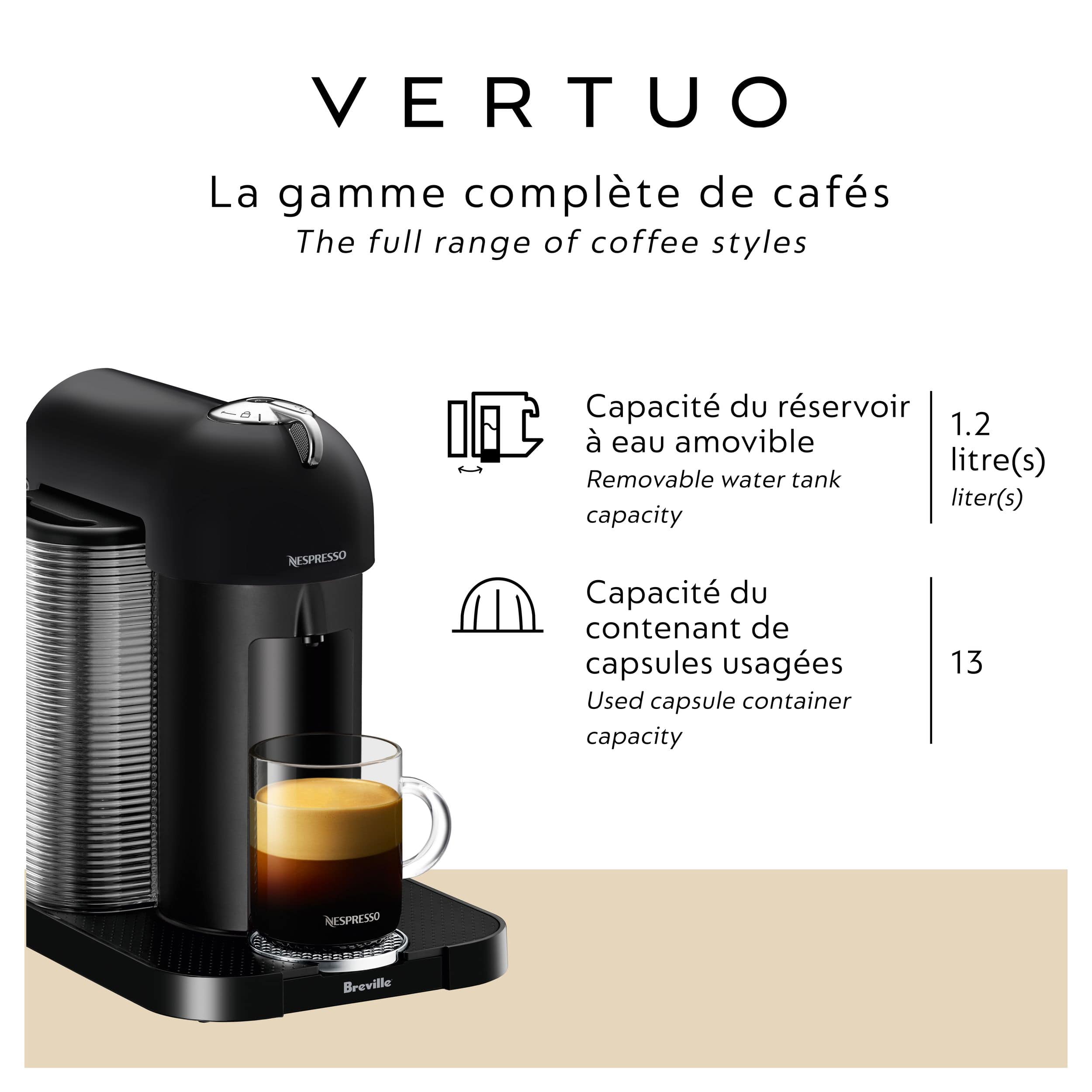 Nespresso vertuoplus matte black coffee maker & hotsell espresso machine with aeroccino by breville