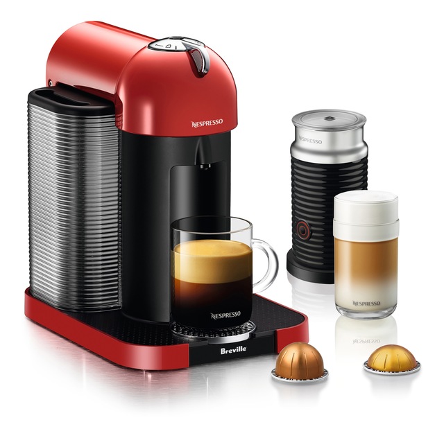 Nespresso Vertuo Coffee Machine with Aeroccino by Breville, Red