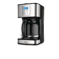 MASTER Chef Coffee Maker w/ Glass Carafe, Stainless Steel, Black, 12 Cups Front_Three_Fourths_Angled_Left