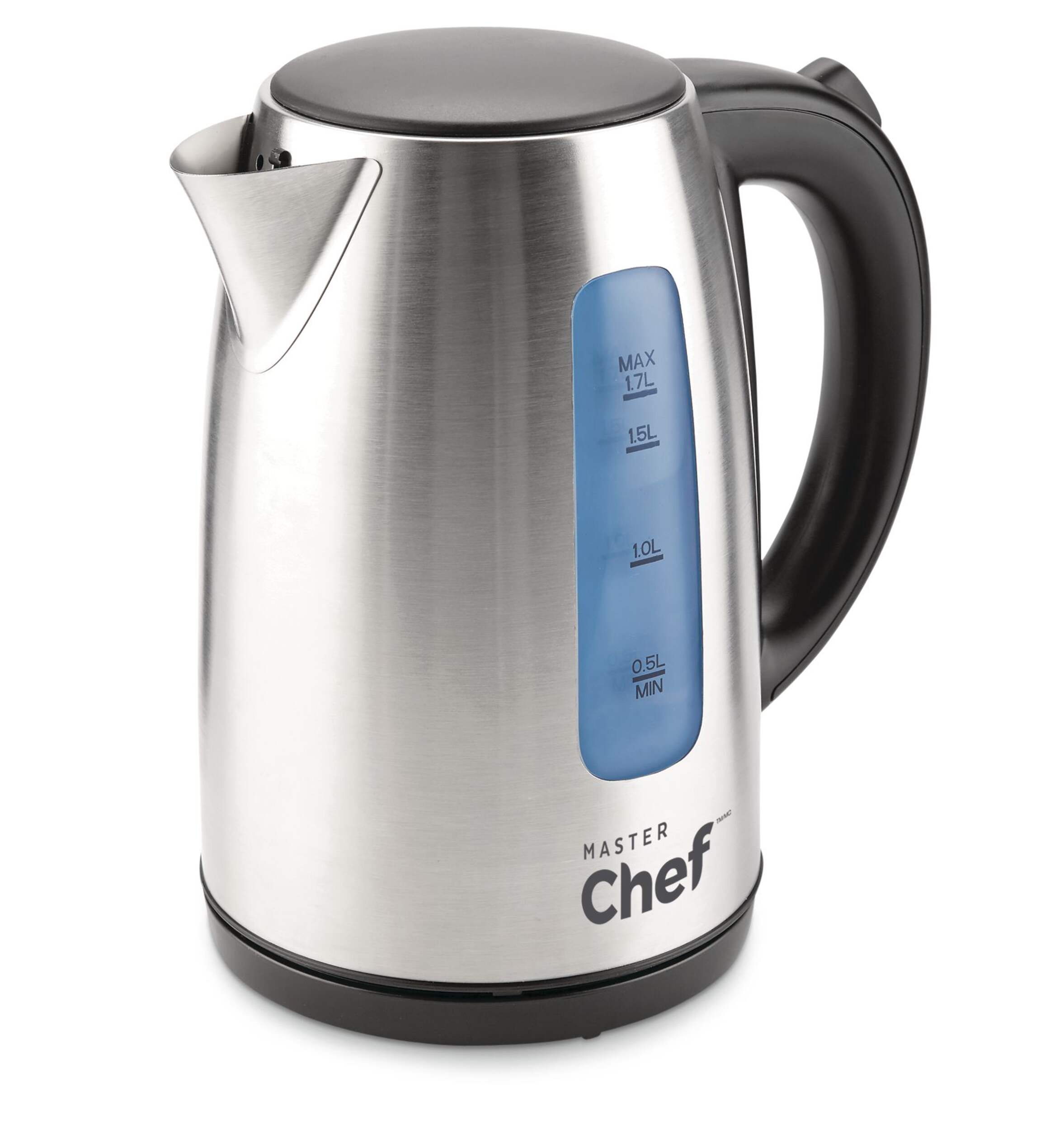 MASTER Chef Cordless Electric Kettle w/ Auto Shut Off, Stainless Steel, 1.7-L Front_Three_Fourths_Angled_Left