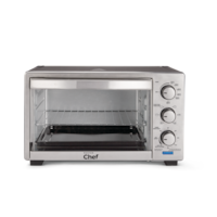 MASTER Chef Convection Toaster Oven w/ 4 Functions, Stainless Steel, Black, 6-Slices Front_Elevated