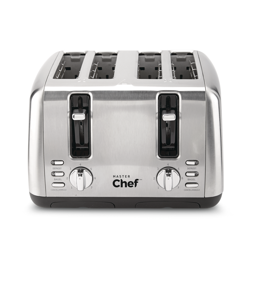 MASTER Chef Wide Slots Toaster w/ 3 Settings, Stainless Steel, 4Slices