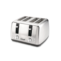 MASTER Chef Wide Slots Toaster with 3 Settings, Stainless Steel, 4-Slices Front_Three_Fourths_Angled_Left