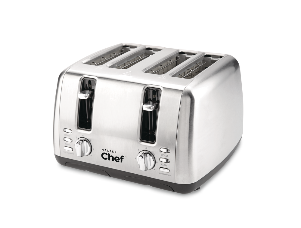 MASTER Chef Wide Slots Toaster w/ 3 Settings, Stainless Steel, 4Slices