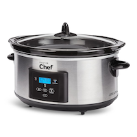 MASTER Chef Digital Programmable Slow Cooker, Stainless Steel, 6qt Front_Angled_Left