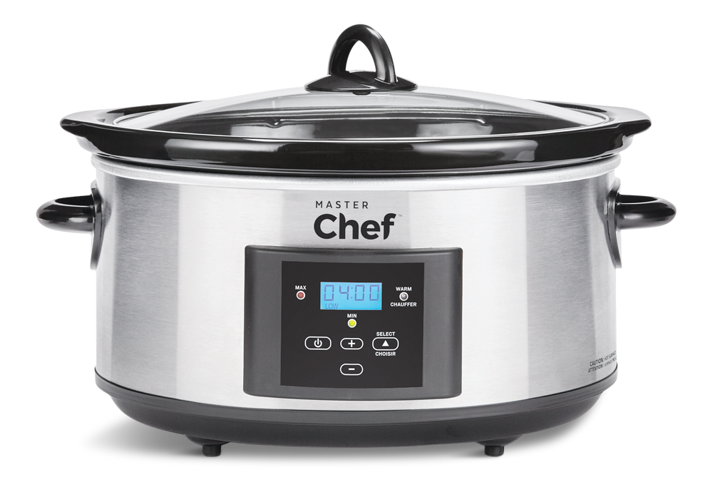 MASTER Chef Digital Programmable Slow Cooker, Stainless Steel, 6qt