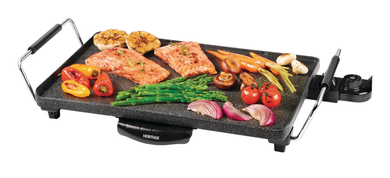 Heritage The Rock Family-Sized Non-Stick Electric Griddle/Party Grill,  Black, 19x13-in