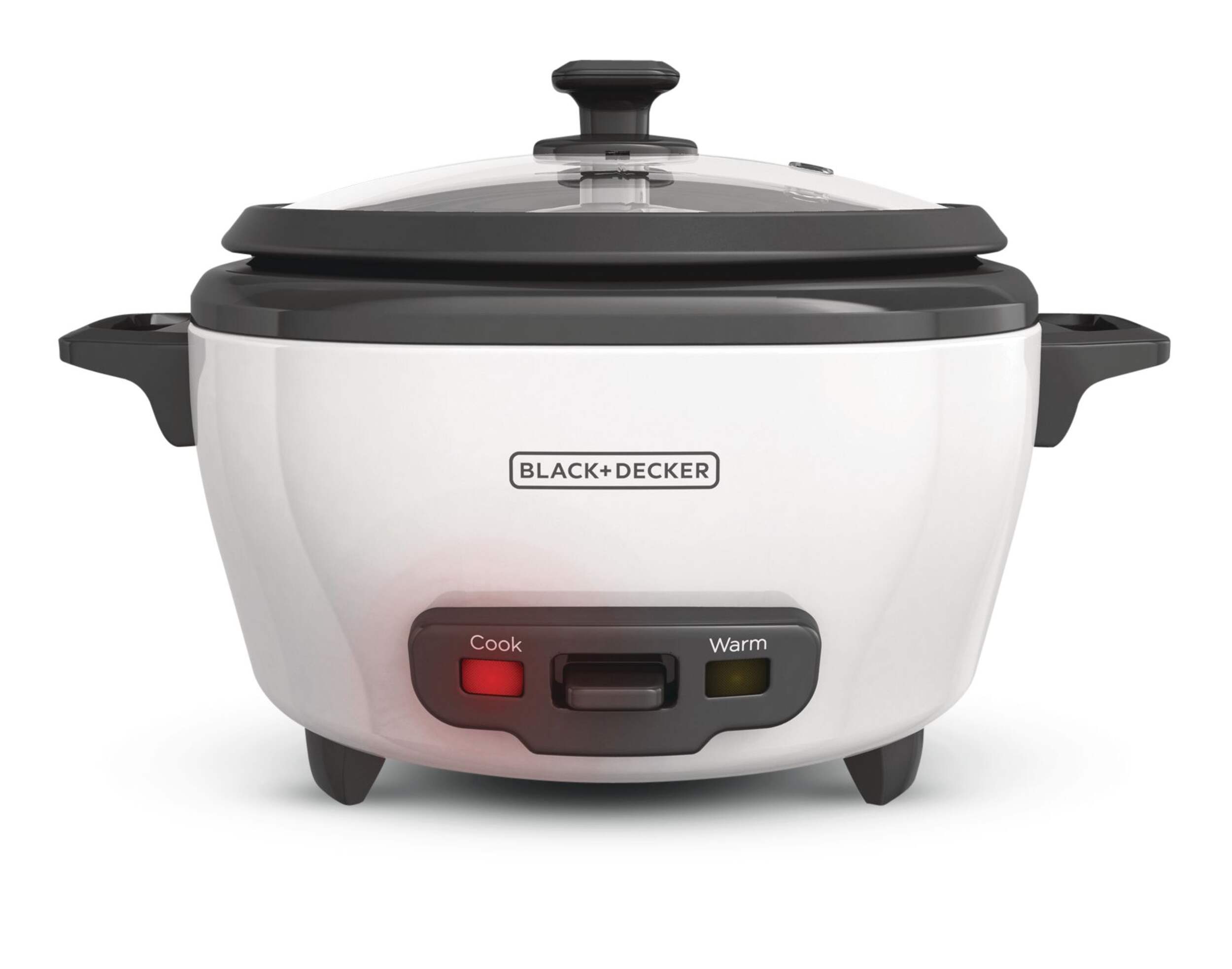 Black & Decker Non-Stick Rice Cooker & Steamer White, 6 Cups Front_Flat