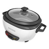 Black & Decker Non-Stick Rice Cooker & Steamer White, 6 Cups Front_Angled_Left