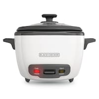 Black & Decker Rice Cooker & Non-Stick Steamer White, 16 Cups Front_Flat