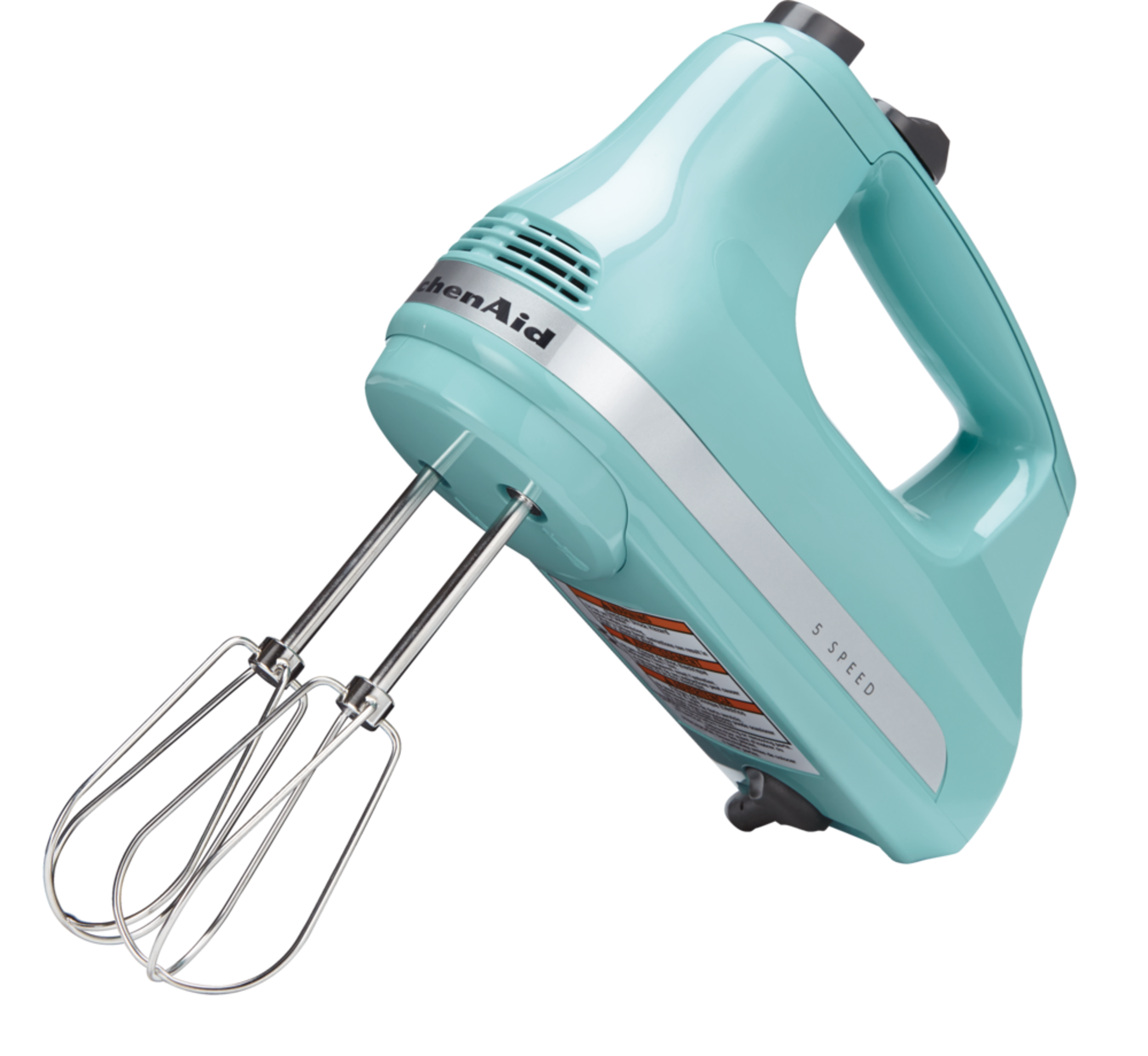 KitchenAid® Ultra Power™ 5-Speeds Hand Mixer w/ Turbo Beater Aqua Sky Front_Three_Fourths_Angled_Left