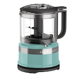 KitchenAid® Compact 3.5 Cup Food Chopper/Mini Food Processor w/ Dishwasher Safe Parts, Aqua Sky Front_Three_Fourths_Angled_Left