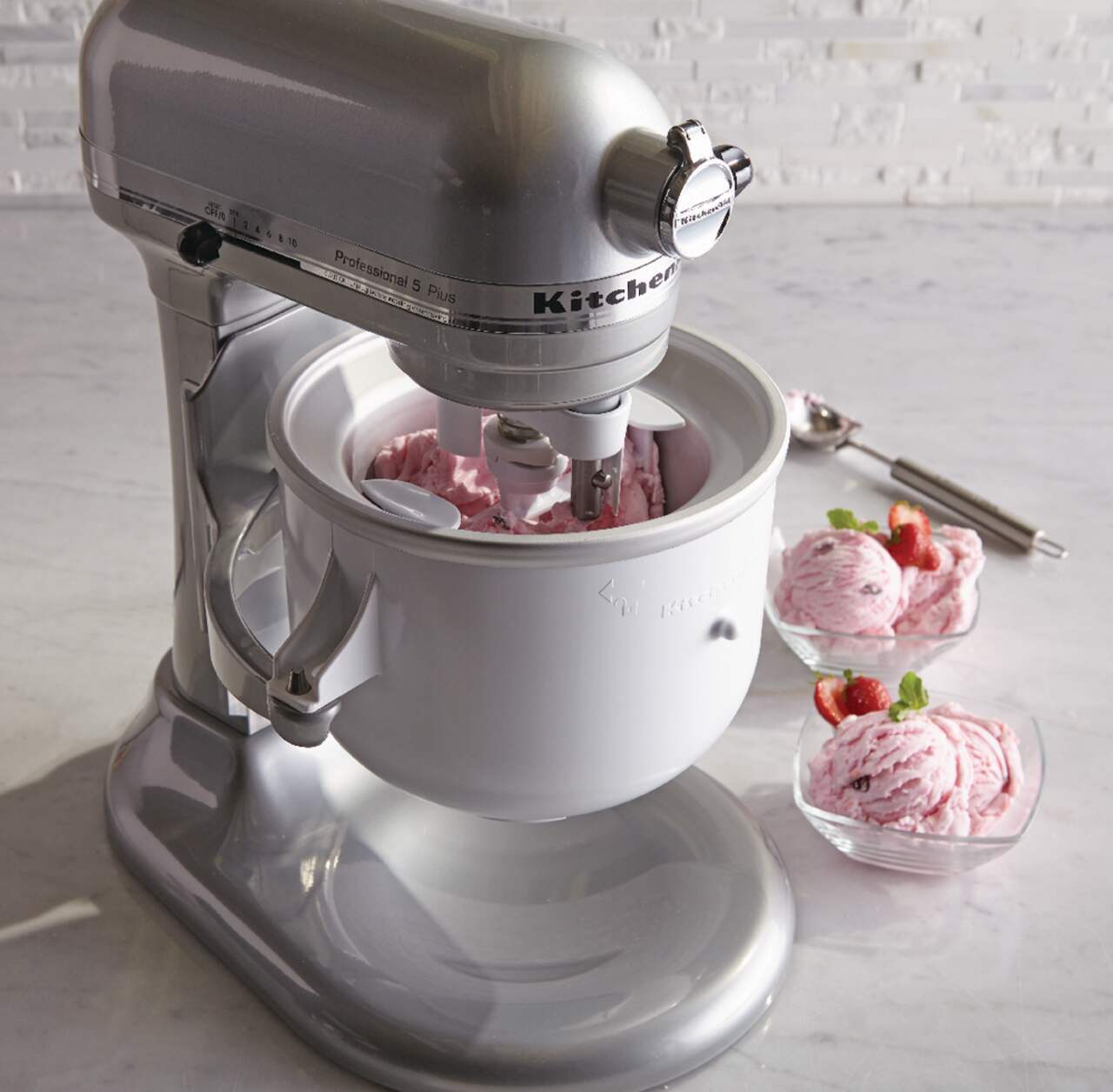 KitchenAid KICA0WH Ice Cream Maker Attachment - Excludes 7, 8, and Most 6 Quart Models, Size: Fits 5 to 6 Quart Mixers, Other