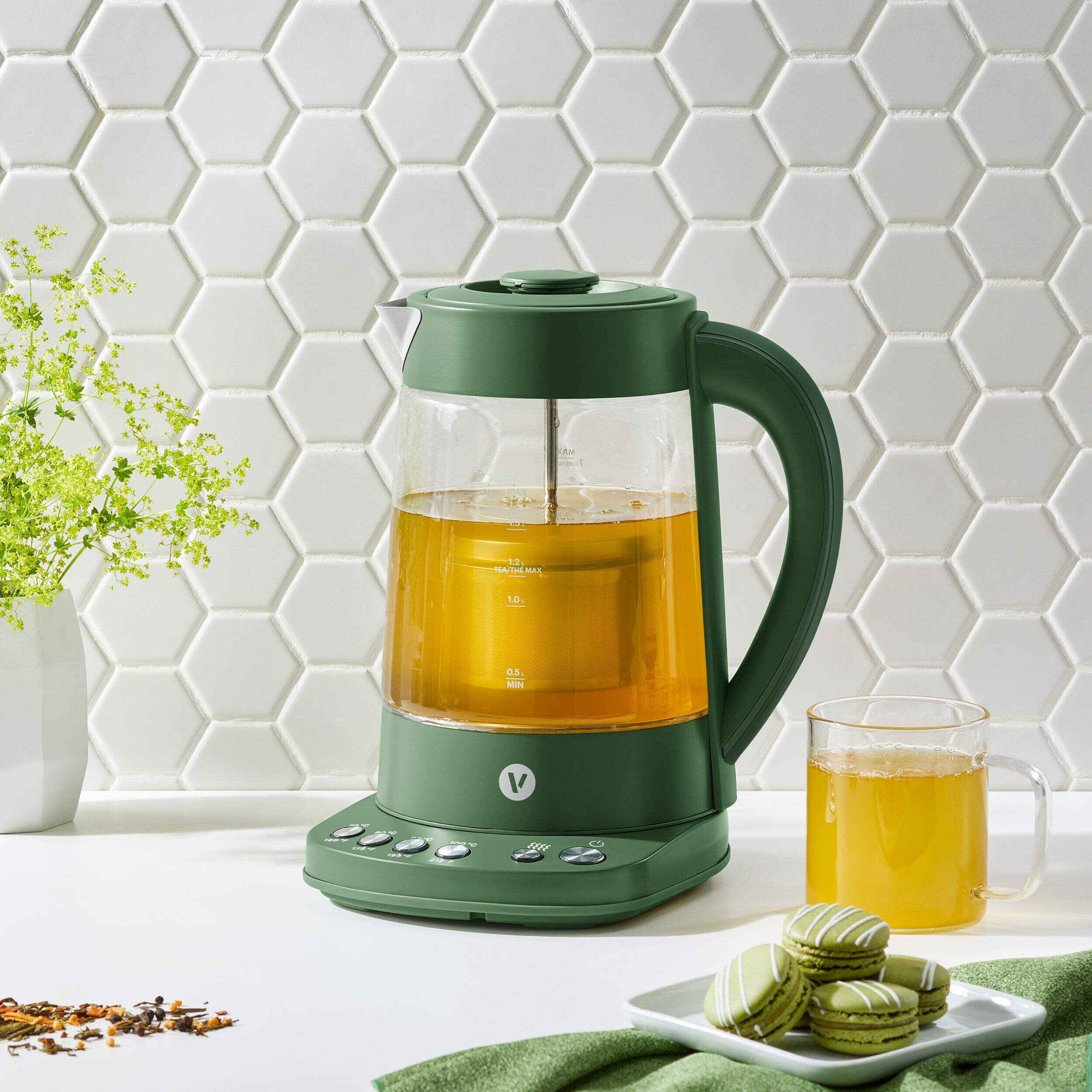 Vida by PADERNO Colour Series Electric Variable Temperature Steeping Kettle, Matcha, 1.7L