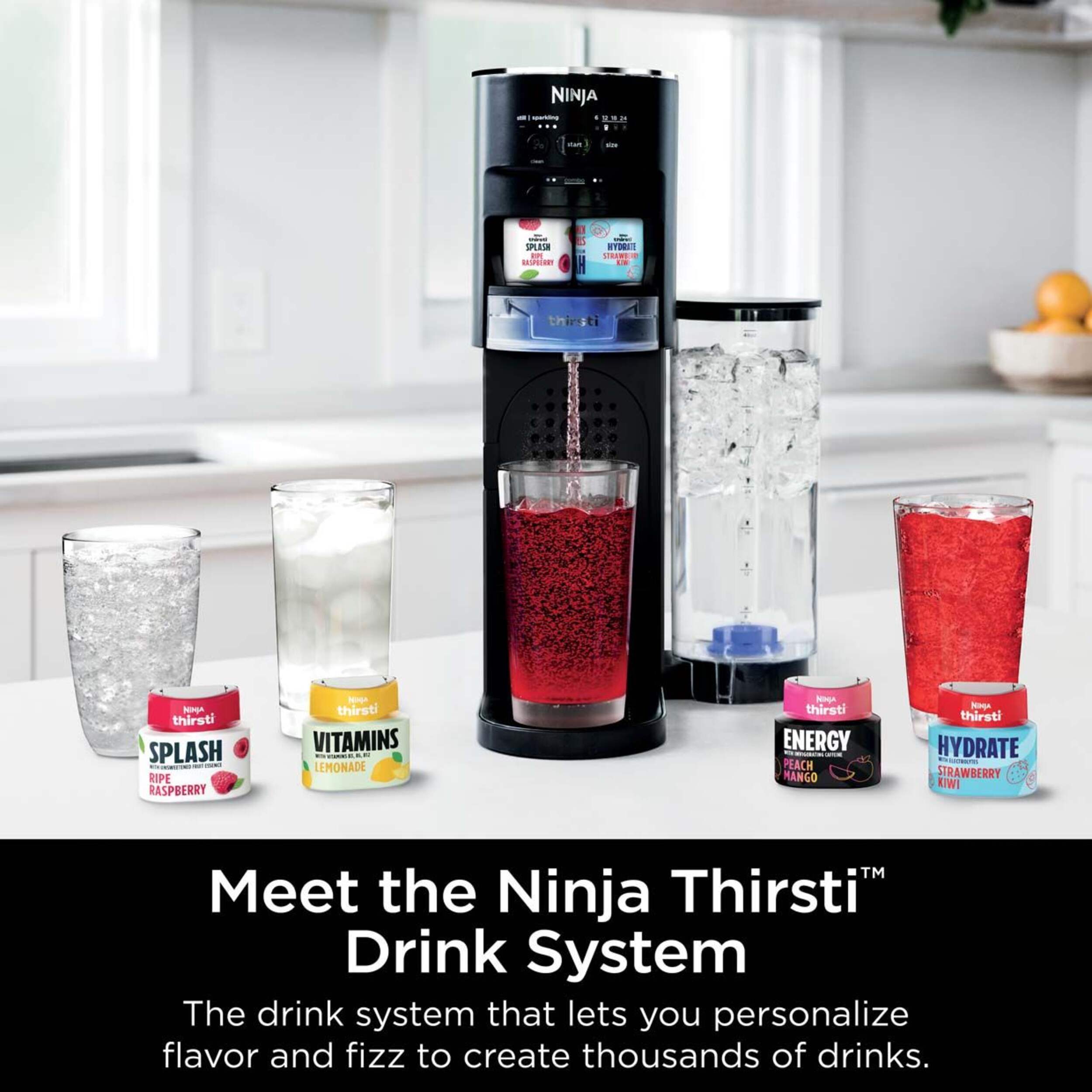 Ninja Thirsti™ Drink System, Soda Maker, Sparkling & Still Drinks, Carbonated Water Machine