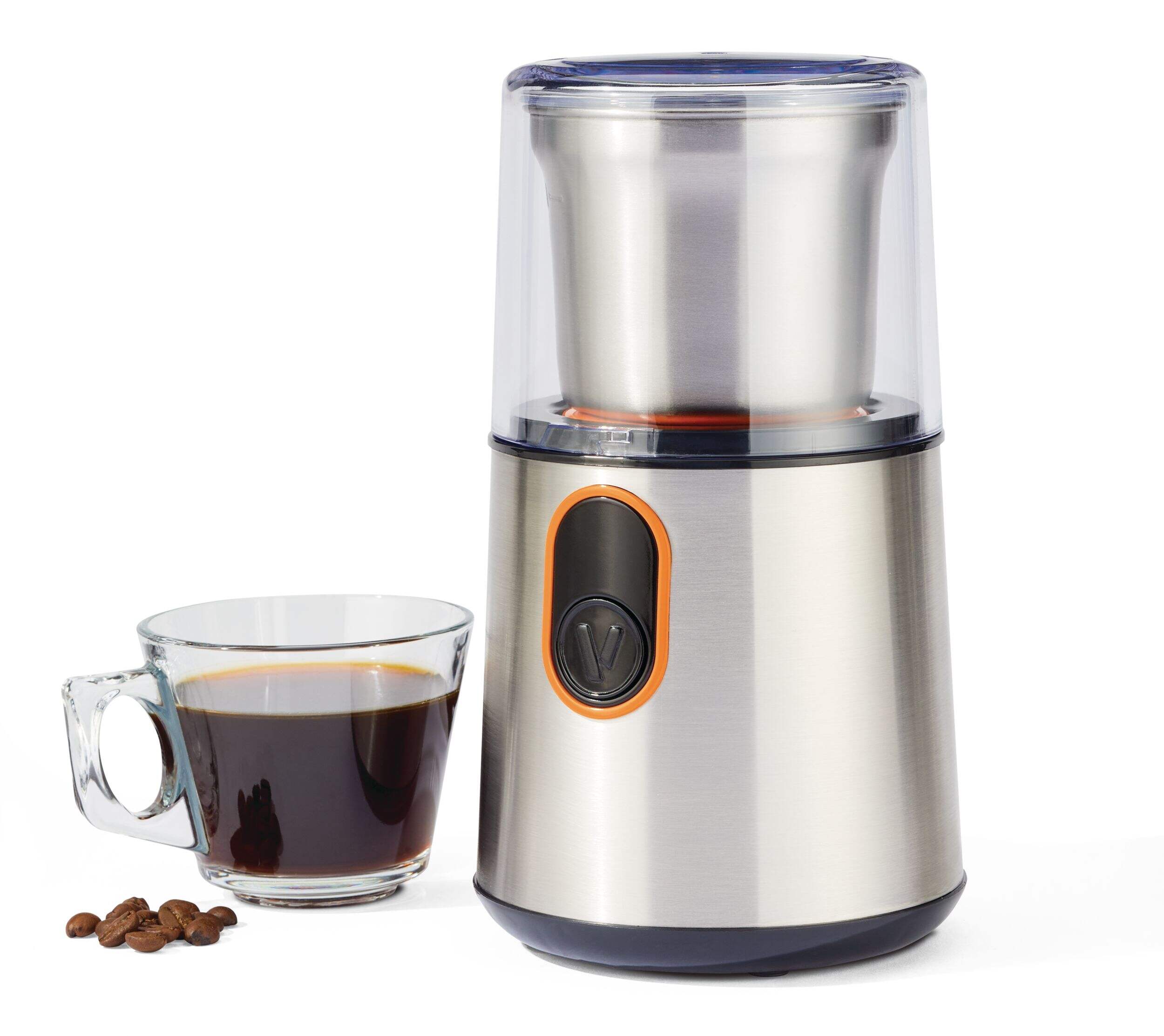 Vida by PADERNO Compact Stainless Steel Blade Coffee Grinder, Silver Front_Angled_Left