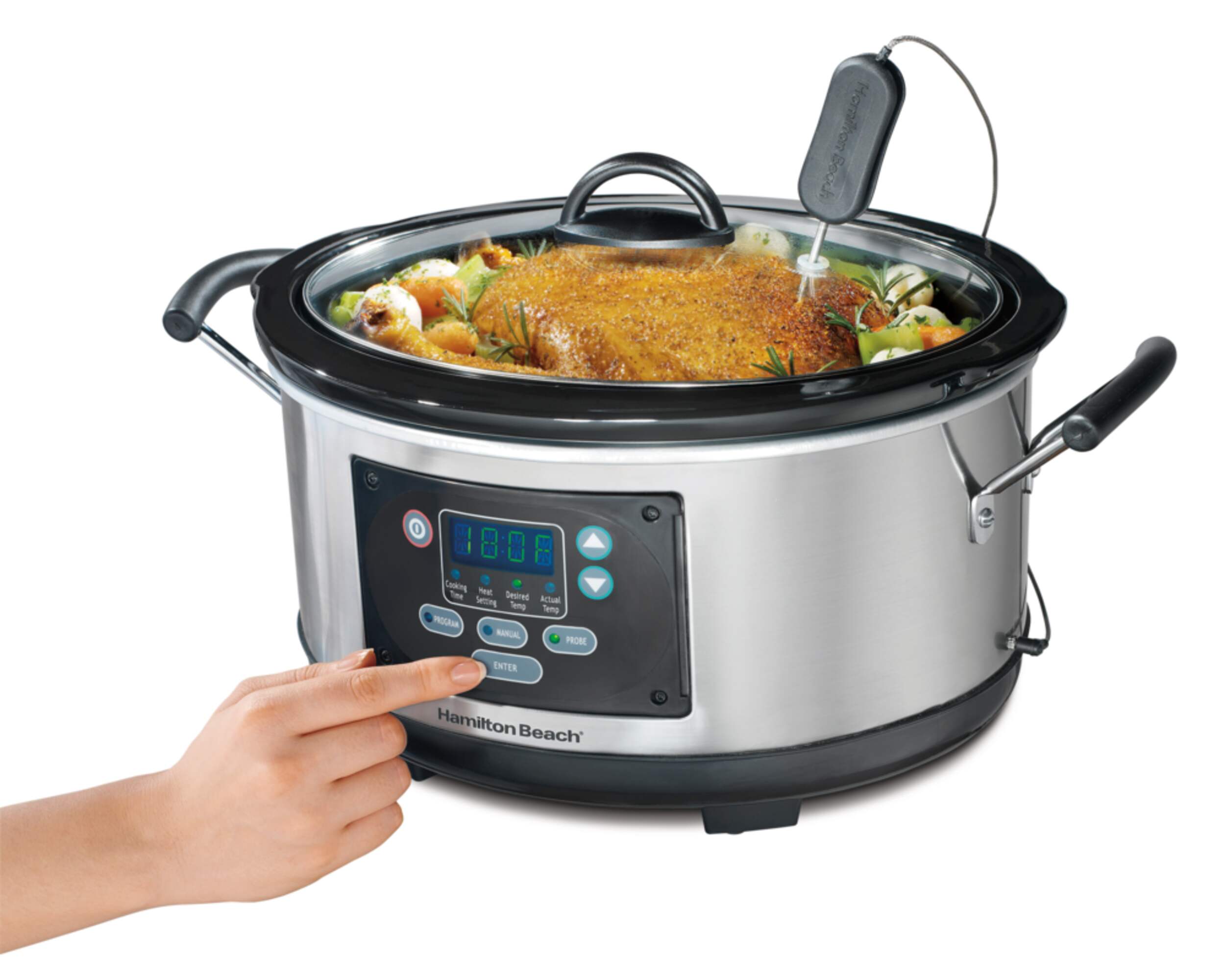 Hamilton Beach Set & Forget® Programmable Slow Cooker, Stainless Steel 