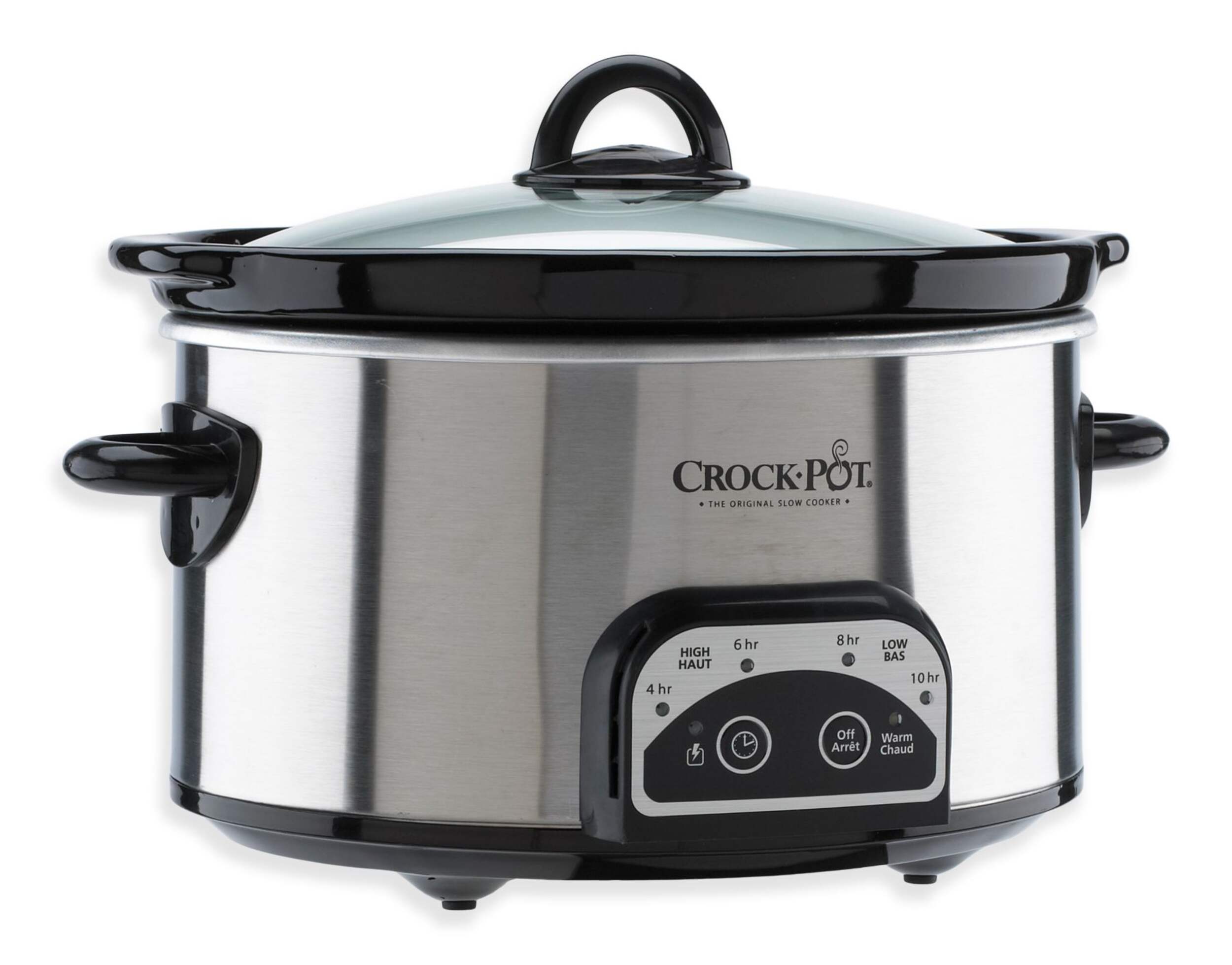 Crock-Pot Digital Programmable Slow Cooker, Stainless Steel, 4 Quart Front_Angled_Right
