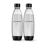 SodaStream Slim Carbonating Bottle, Dishwasher Safe, BPA-Free, Black, 1-L, 2-pk Front_Flat