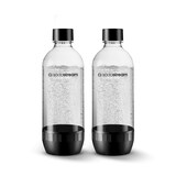 SodaStream Classic Carbonating Bottle, Dishwasher Safe, BPA Free, Black, 1-L, 2-pk Front_Flat