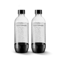 SodaStream Classic Carbonating Bottle, Dishwasher Safe, BPA Free, Black, 1-L, 2-pk Front_Flat