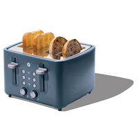 Vida 4 Slice Toaster, Bluefin Front_Three_Fourths_Angled_Left