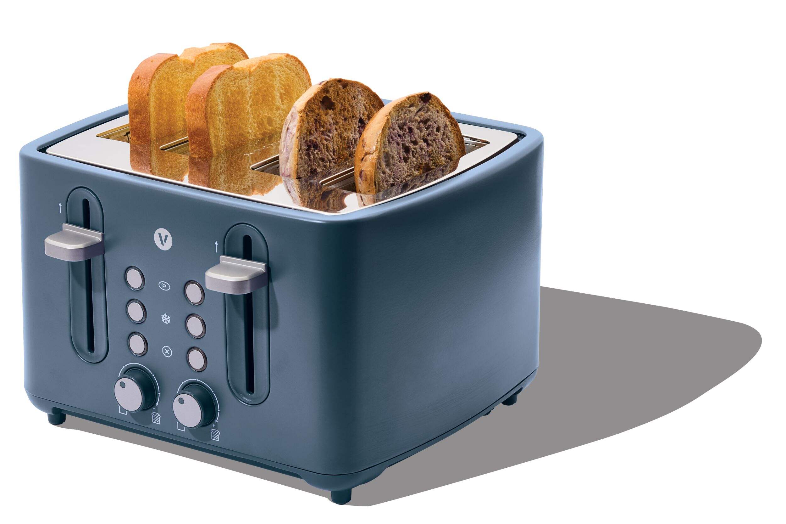 Vida 4-Slice Toaster with Extra-Wide Slots, Bluefin Front_Three_Fourths_Angled_Left