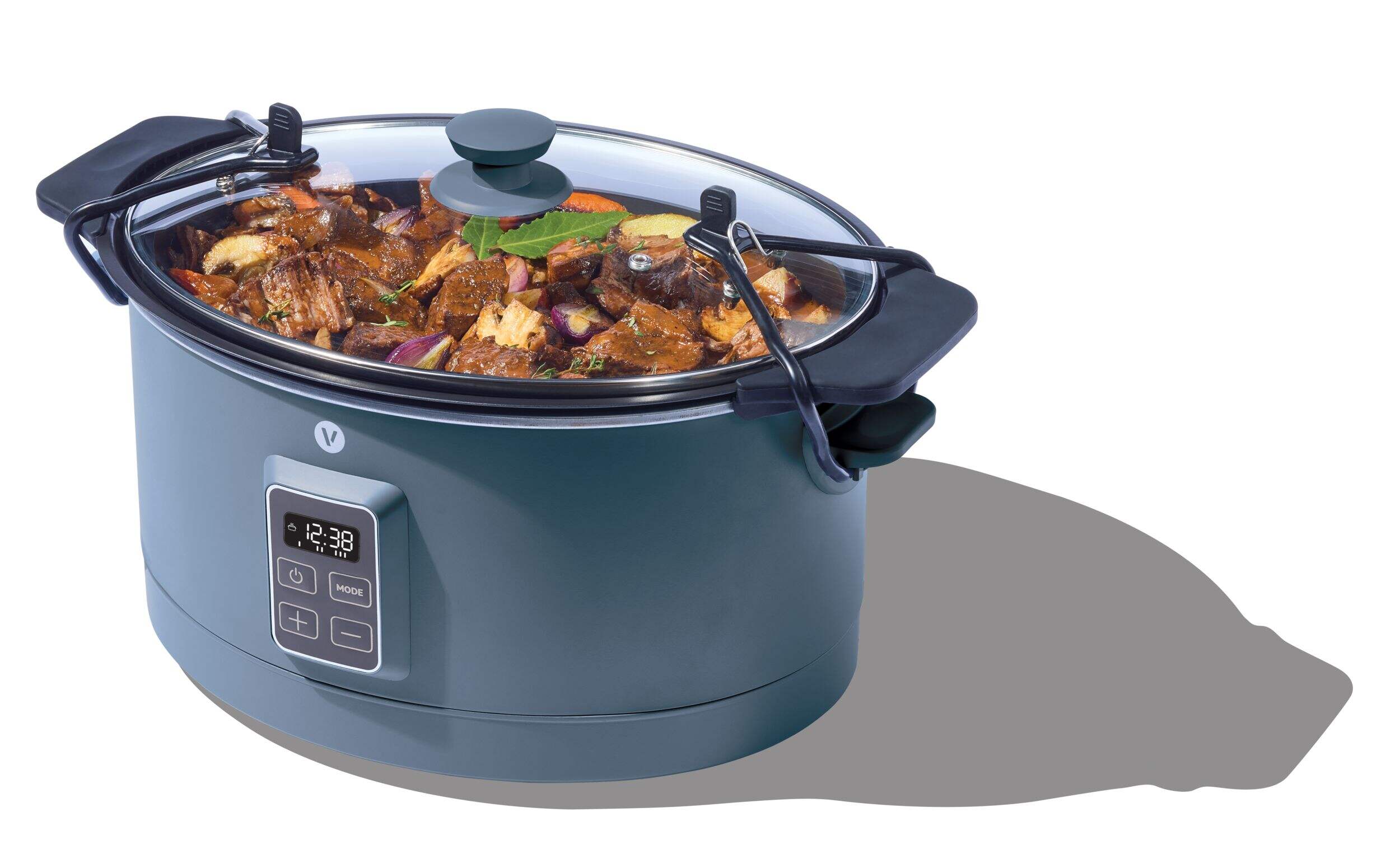 Vida Slow Cooker with Digital Control Panel, Bluefin, 6-qt Front_Angled_Left