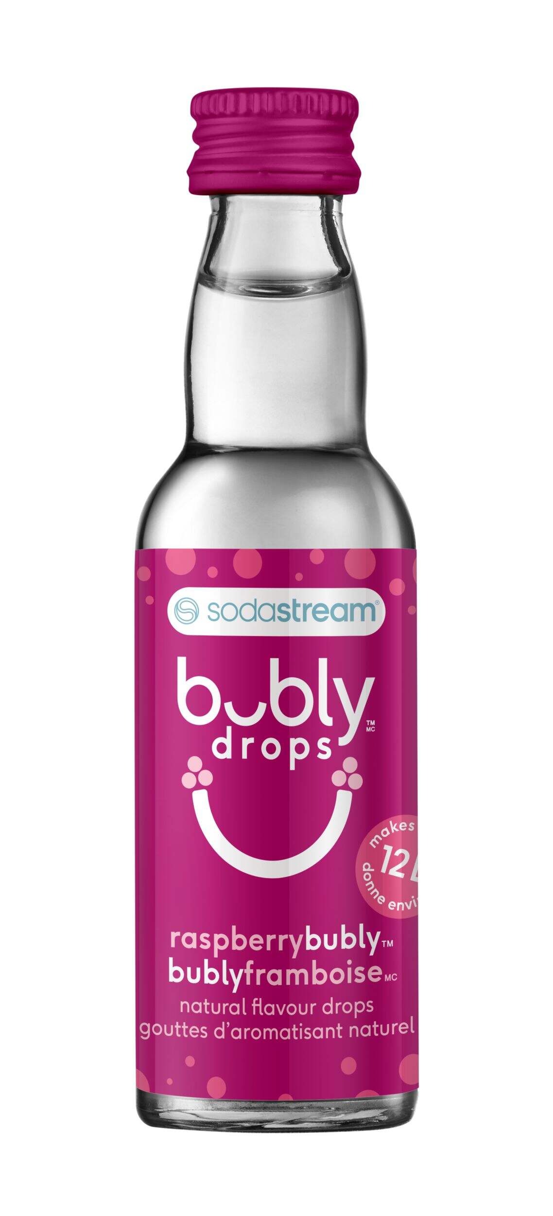 SodaStream Raspberry Bubly Drops, 40 mL Front_Flat