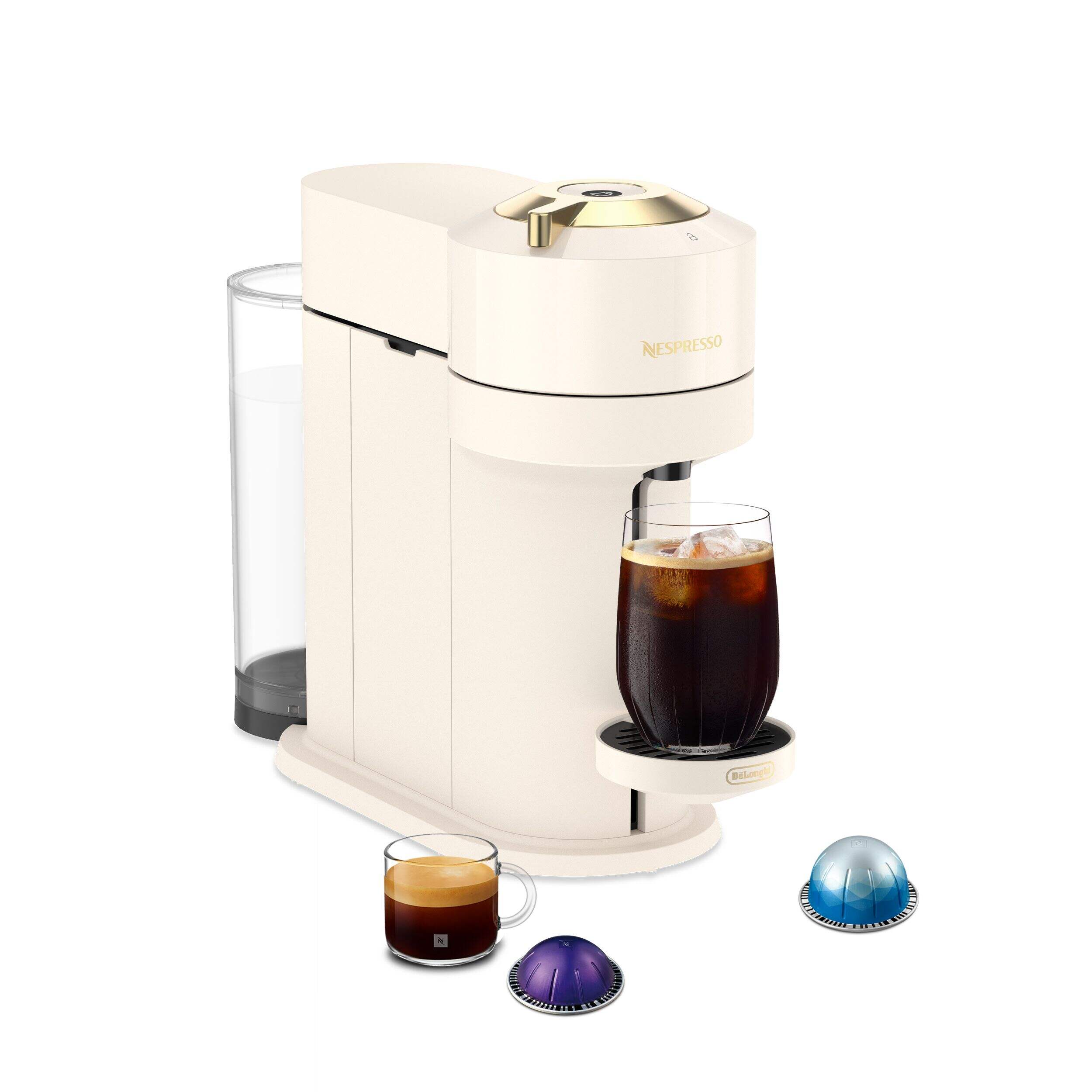 Machine à café et à espresso De'Longhi Nespresso Vertuo Next Premium, blanc/doré Front_Angled_Right