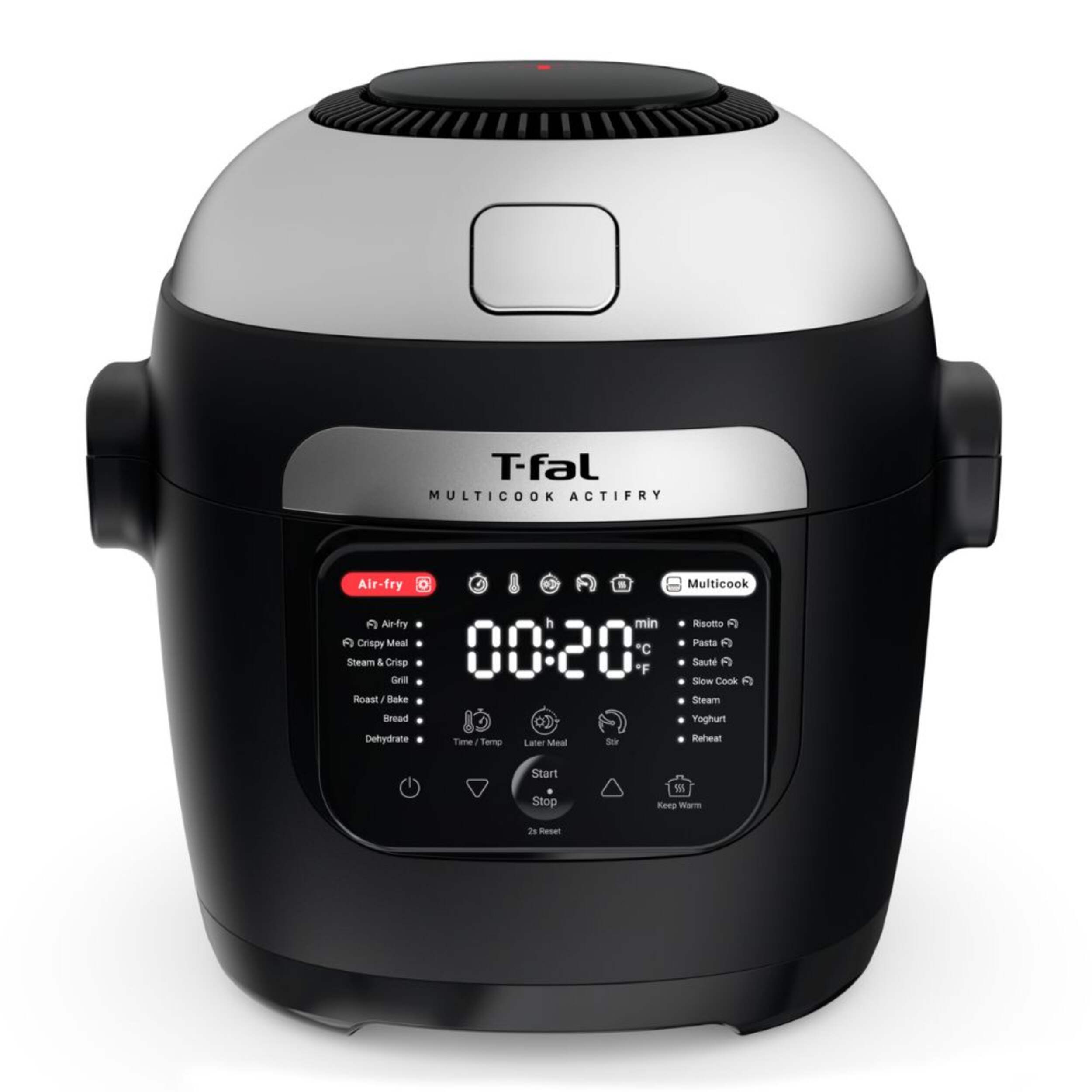 ActiFry Multicooker & Air Fryer with Automatic Stirring Paddle, 6 L / 6.3 Qt., Chrome Front_Flat