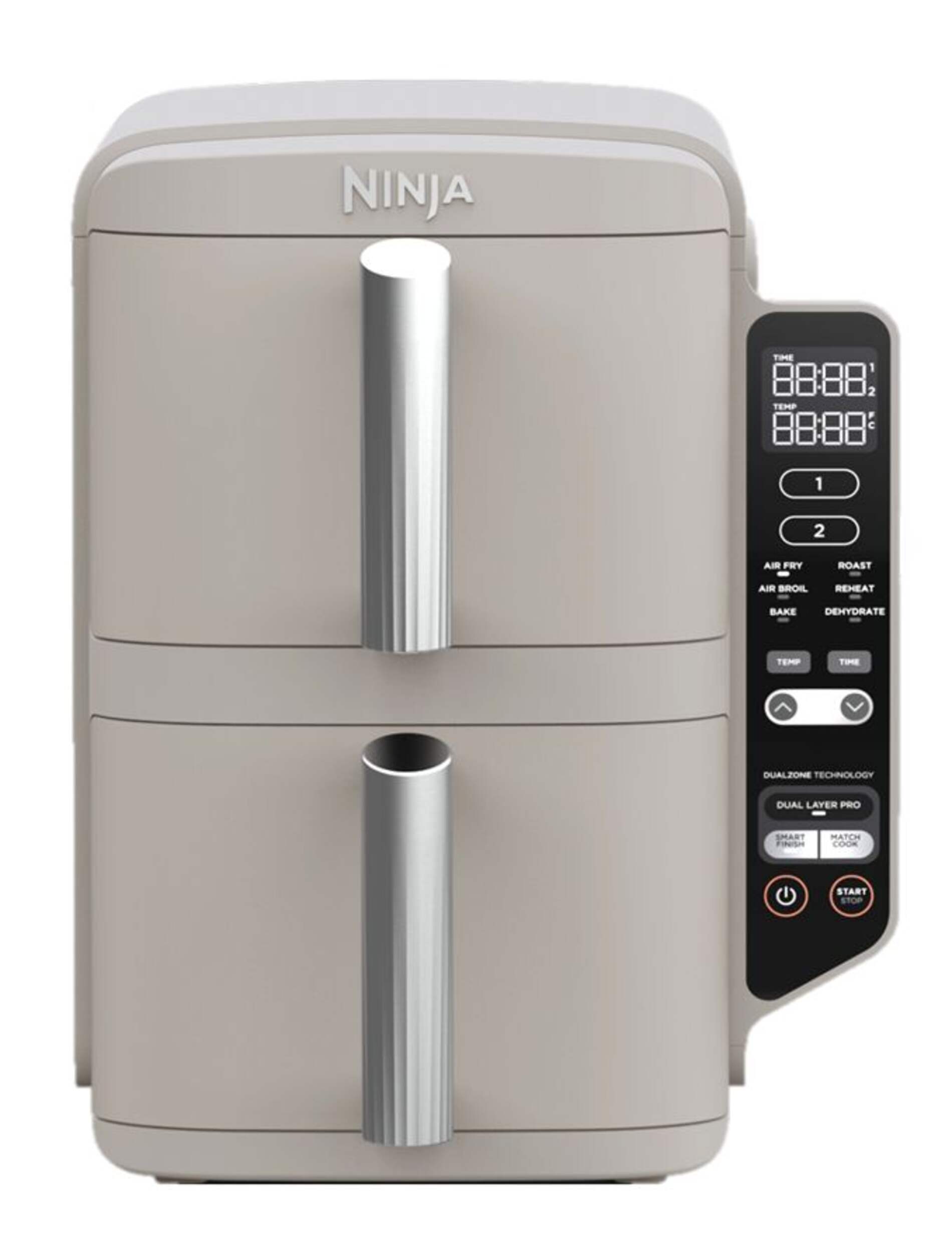 Ninja Dual Stacked Space-Saving Air Fryer, Sandstone Front_Flat
