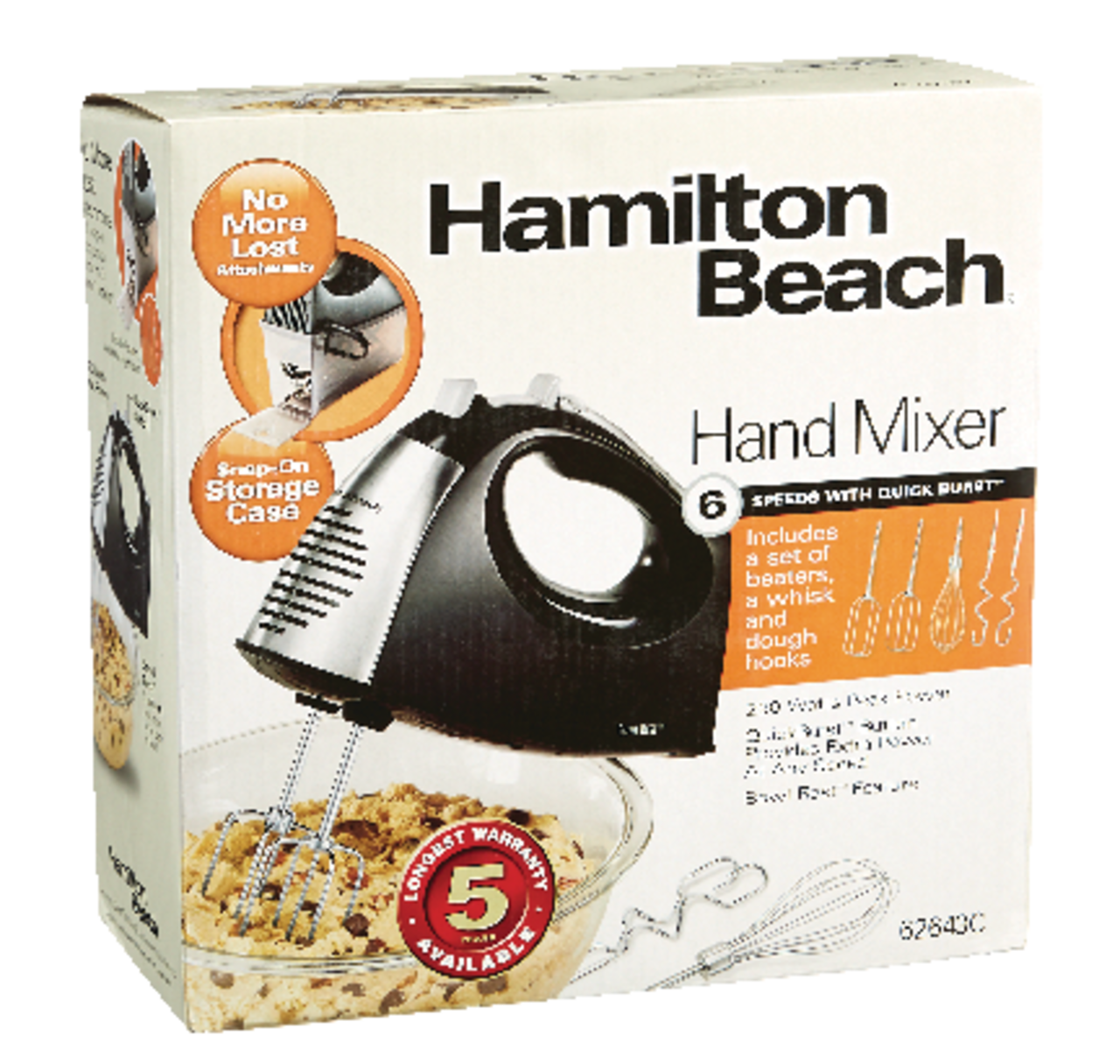 Hamilton Beach 6-Speed Black Hand Mixer with Snap-On Case 62620