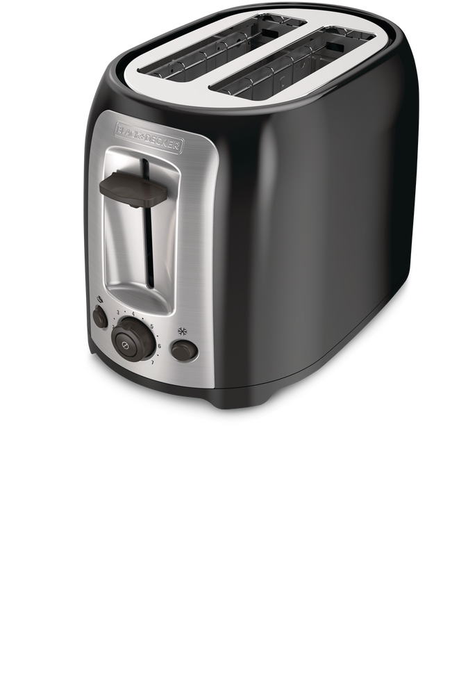 Black & Decker Extra Wide Slots Toaster w/ 7 Settings, Black, 2Slices