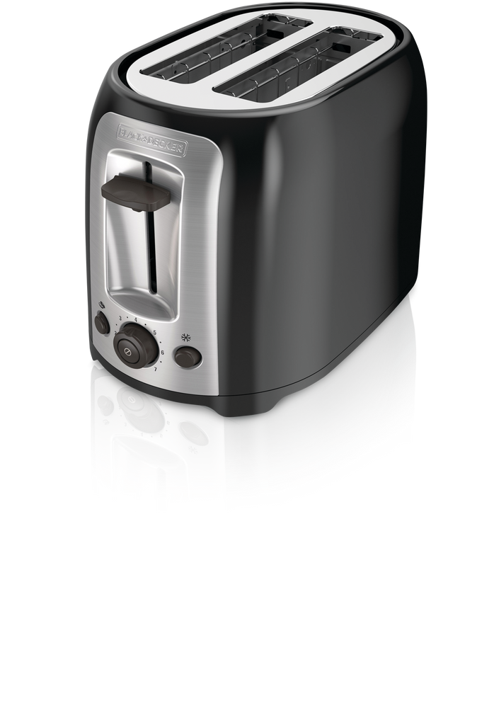 Black & Decker Extra Wide Slots Toaster w/ 7 Settings, Black, 2Slices