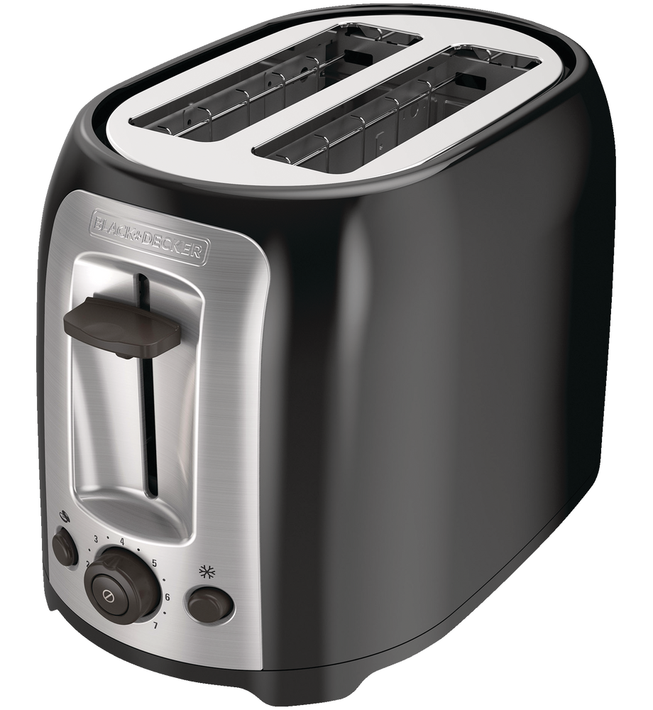 Black & Decker Extra Wide Slots Toaster w/ 7 Settings, Black, 2Slices
