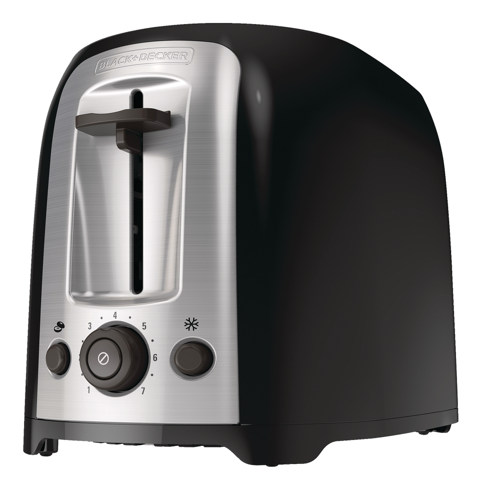 Black & Decker Extra Wide Slots Toaster w/ 7 Settings, Black, 2Slices
