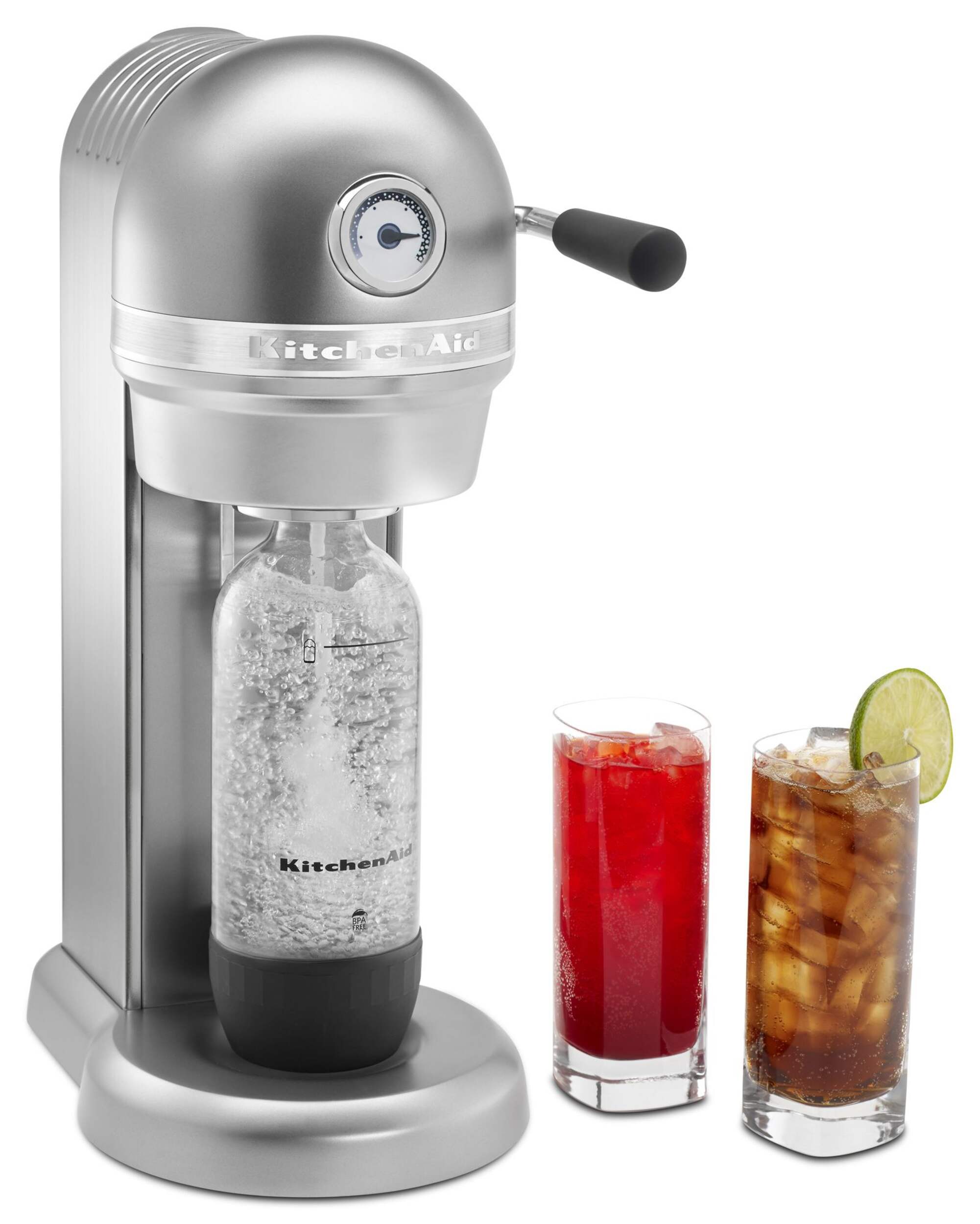 KitchenAid Effervescent Soda Stream, Contour Silver Front_Angled_Right