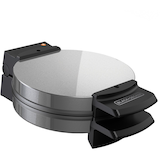 Black & Decker Round, Non-Stick Belgian Waffle Maker, Stainless Steel Front_Three_Fourths_Angled_Right
