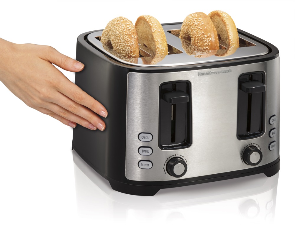 Hamilton Beach Wide Slots Toaster w/ 6 Settings, Stainless Steel, Black