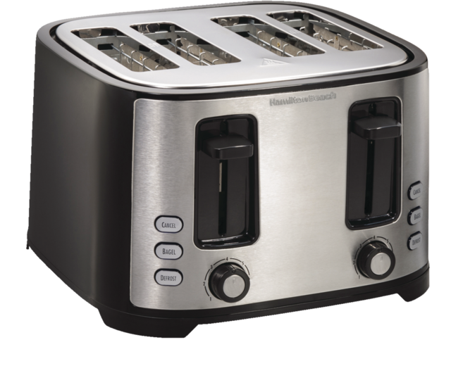 Hamilton Beach Wide Slots Toaster w/ 6 Settings, Stainless Steel, Black