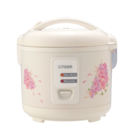 Tiger Non-Stick Rice Cooker & Steamer, White, 5.5 Cups Front_Flat