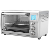 Black & Decker Digital No Pre-heat Convection Toaster Oven w/ 9 Functions, Stainless Steel, 8-Slices Front_Angled_Left