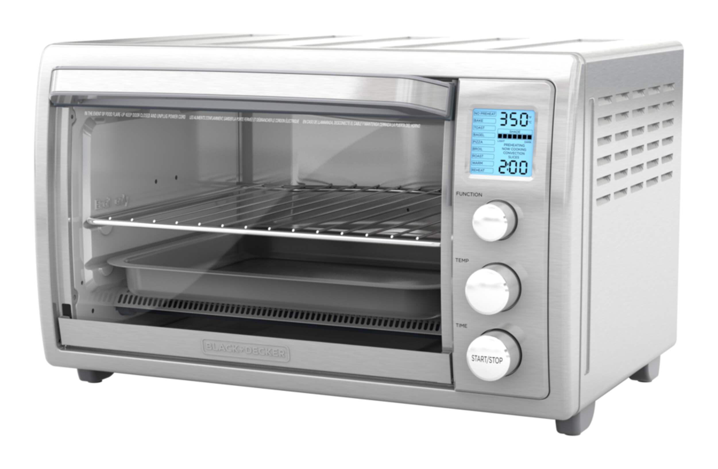Black & Decker Digital No Preheat Convection Toaster Oven w/ 9 Functions, Stainless Steel, 8